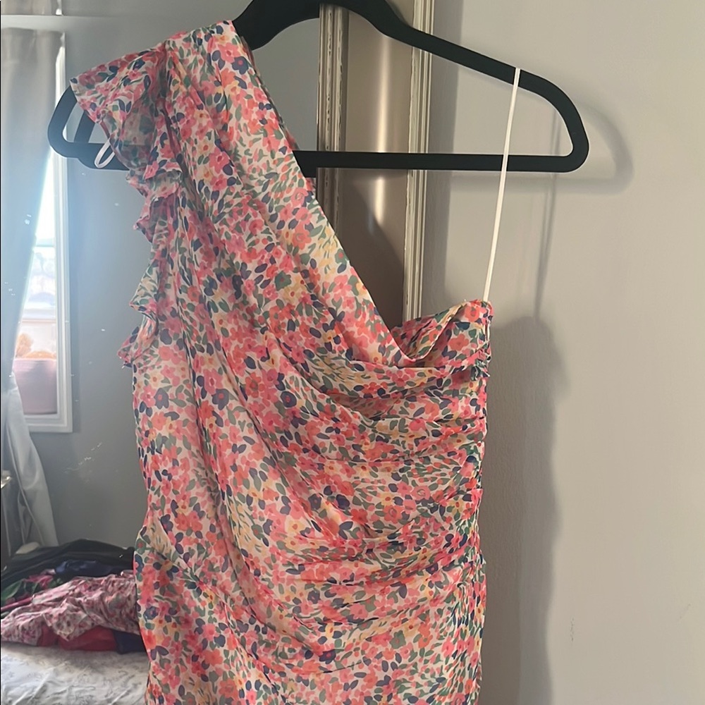 Amanda Uprichard 
Floral One-Shoulder Dress
